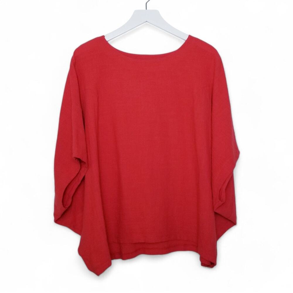 IZURIA Top Vermilion Lagenlook Cocoon 100% Cotton - Size 2XL - Picture 2 of 8